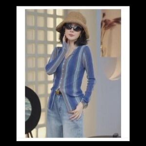 Women's gradient tie-dye striped thin sweater